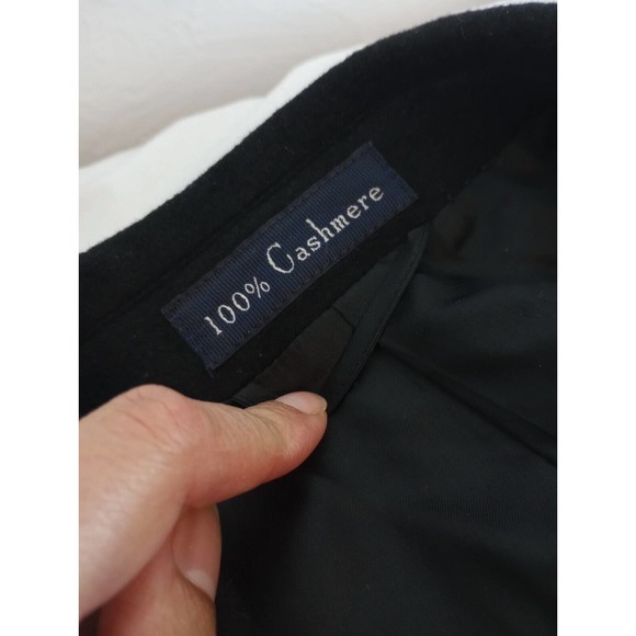Turnbury 100% Cashmere Black Coat, size 44R Long Blazer Dress Jacket Coat - Picture 8 of 13